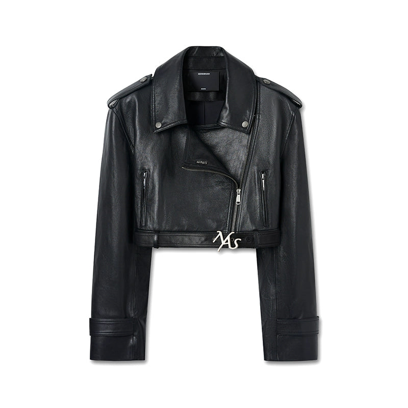 "Djembe Series" 100% Water-stained Lambskin Cropped Jacket - CHINASQUAD