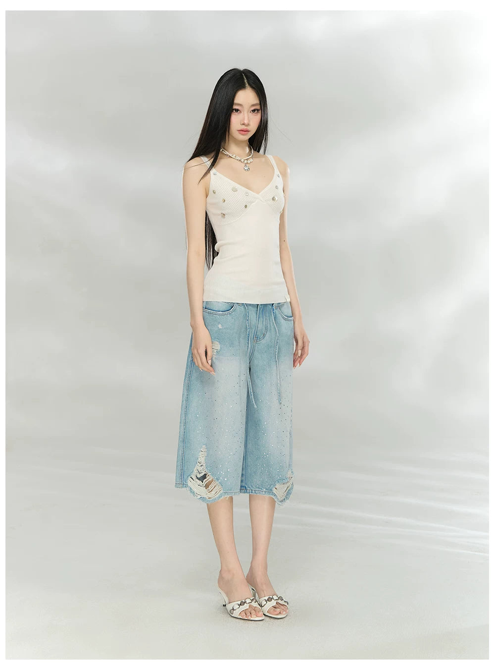 Cross-Front V-Neck Knit Camisole
