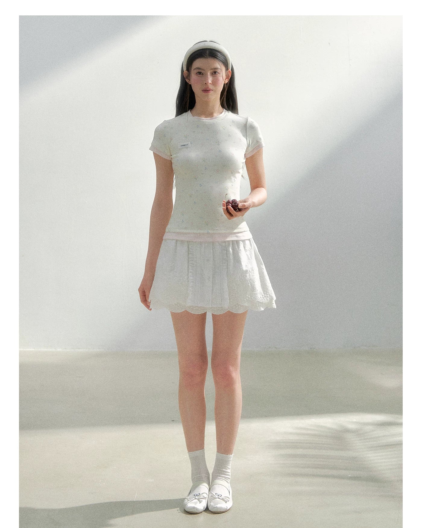 Embroidered High-Waist A-Line Skirt
