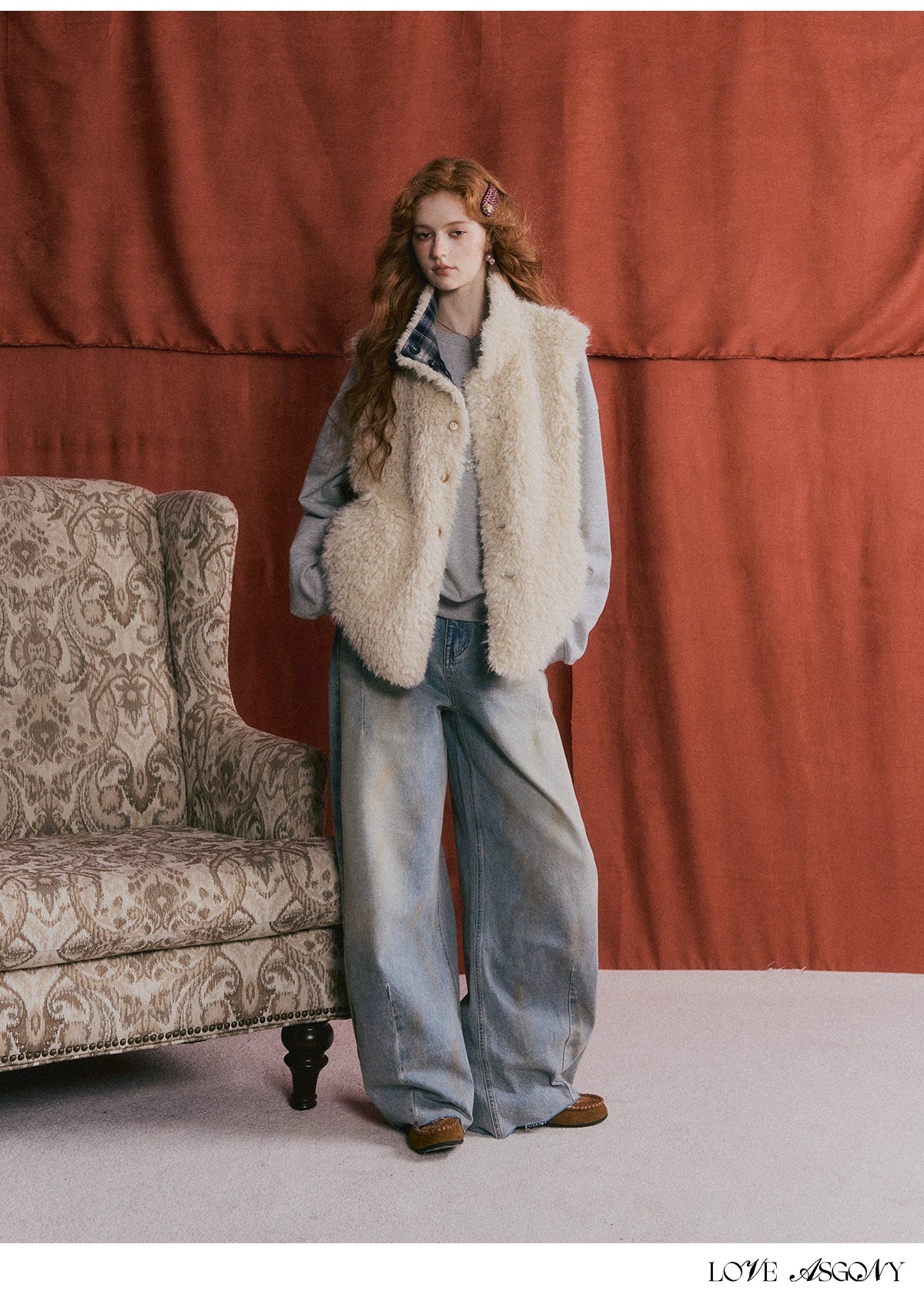 Vintage Washed Distressed Wide-Leg Denim Pants