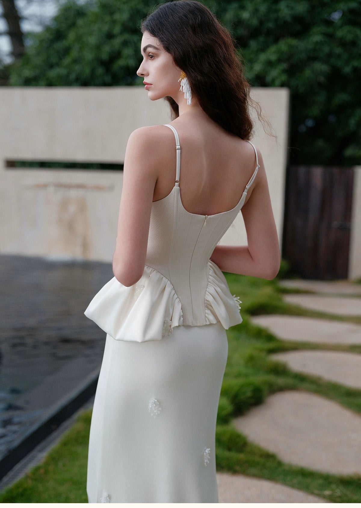 Luxury Handcrafted Beaded Satin Slip Dress - CHINASQUAD