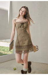 Cotton Embroidered Lace Slip Dress - CHINASQUAD