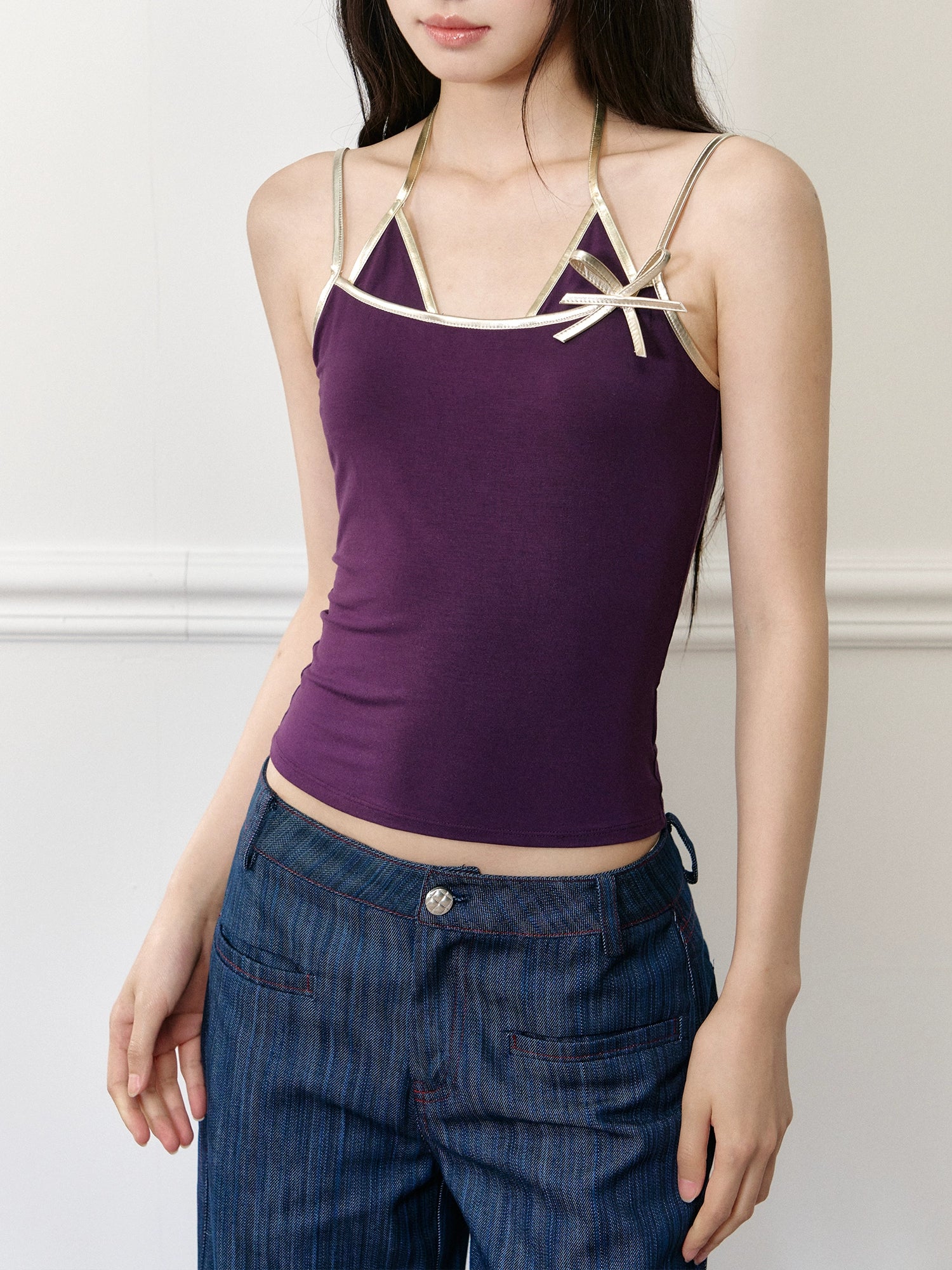 Two-tone Retro Halter Top - CHINASQUAD