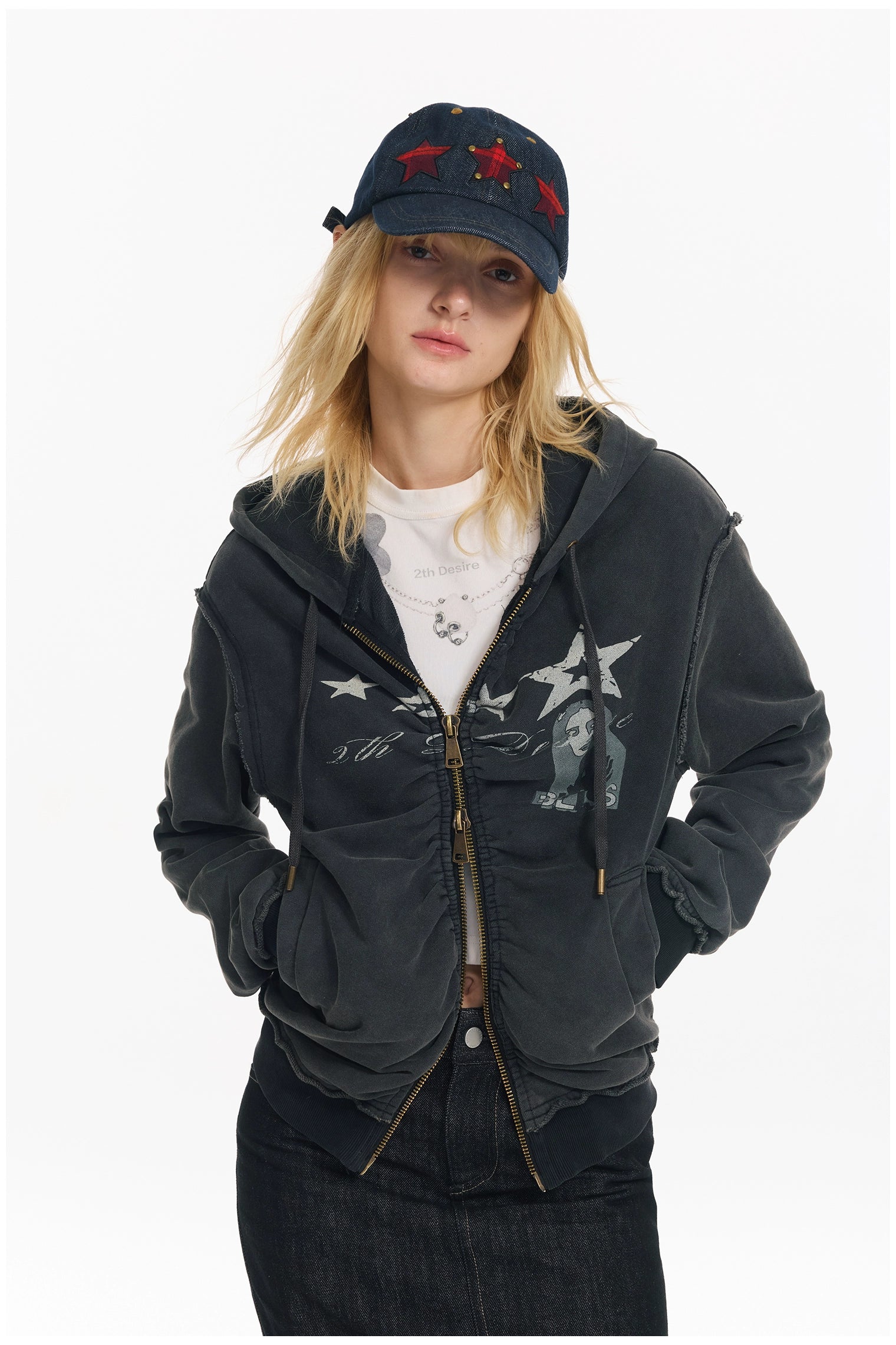 Washed Punk Zip-up Hoodie