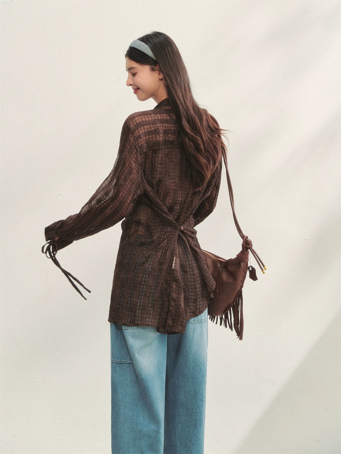 Irregular Cuff Tie-up Sunscreen Shirt - CHINASQUAD