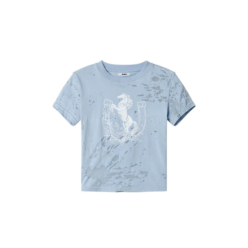 Equestrian Crest Burnout Pony Print Fitted Tee