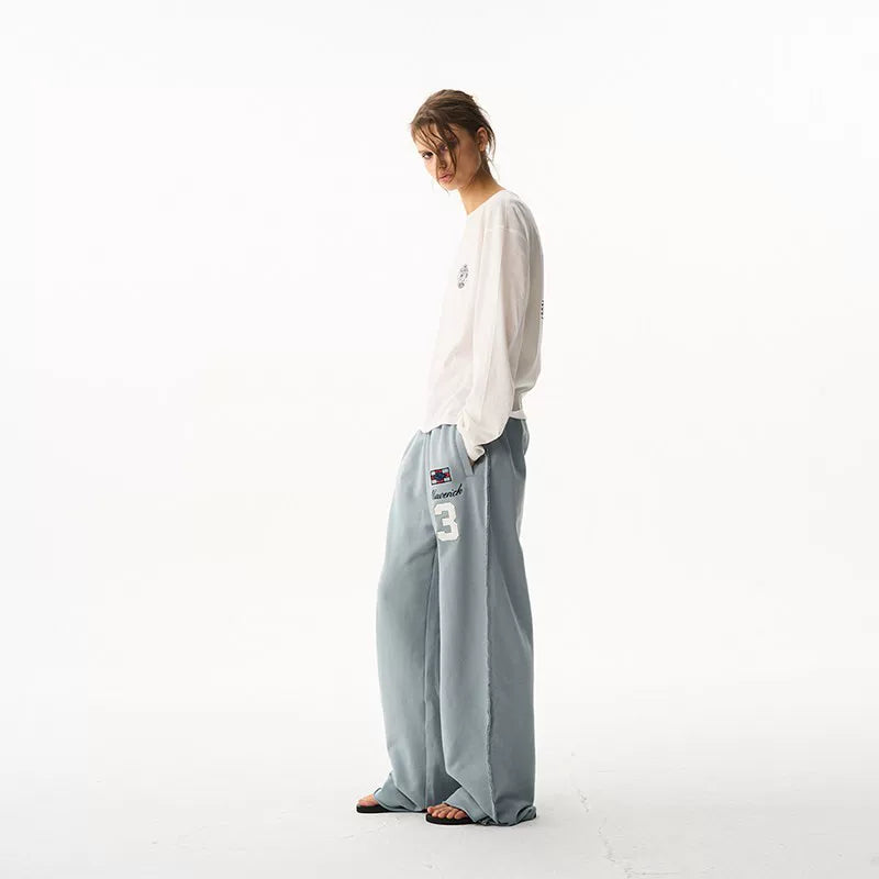 Multi-Color Embroidered Raw-Edge Sweatpants