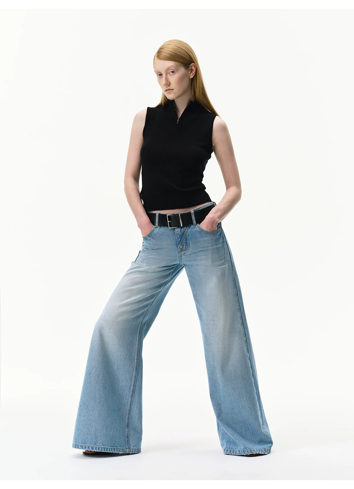 Vintage Light Wash Low-Rise Flared Jeans