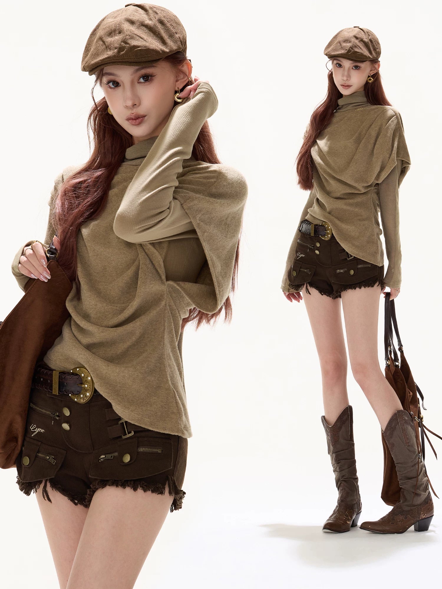 Relaxed Draped Batwing Knit Pullover