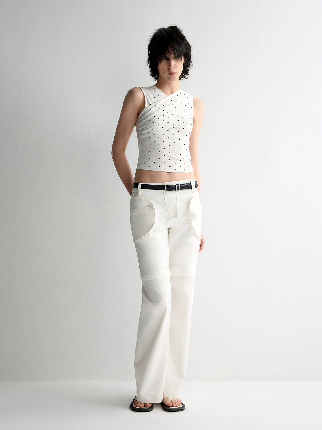 Two-Piece Polka-Dot Printed Sleeveless Vest - CHINASQUAD