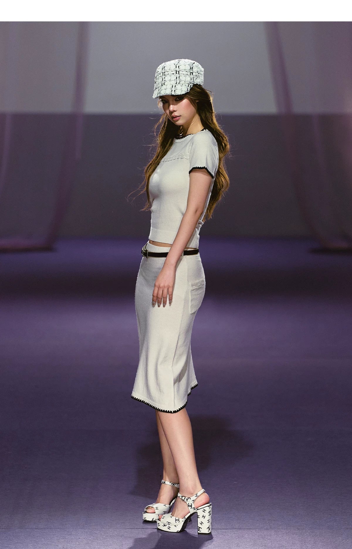Soft Wool Blend Fitted Tee & A-Line Skirt Set