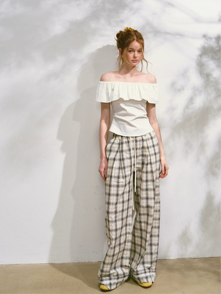 Bubble Check Flap Trousers
