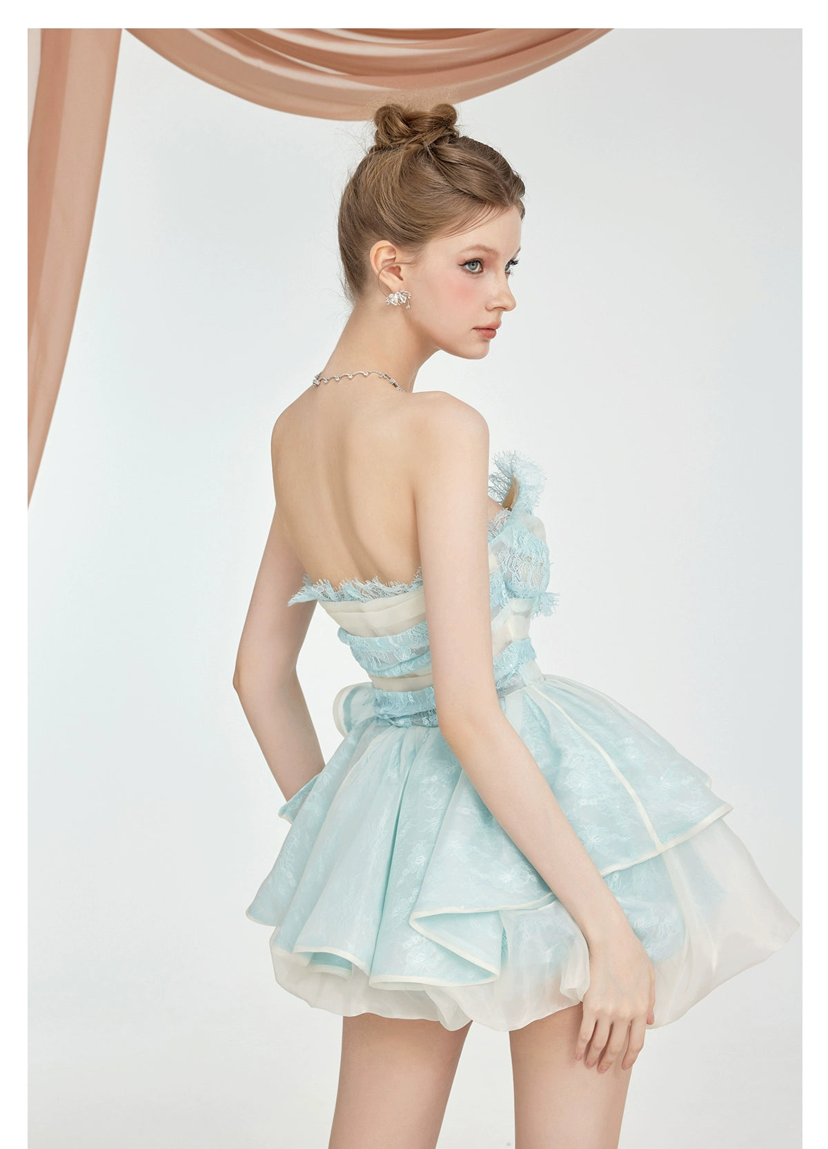 Berry Irregular Design V-Neck Bustier & Skirt Set - CHINASQUAD