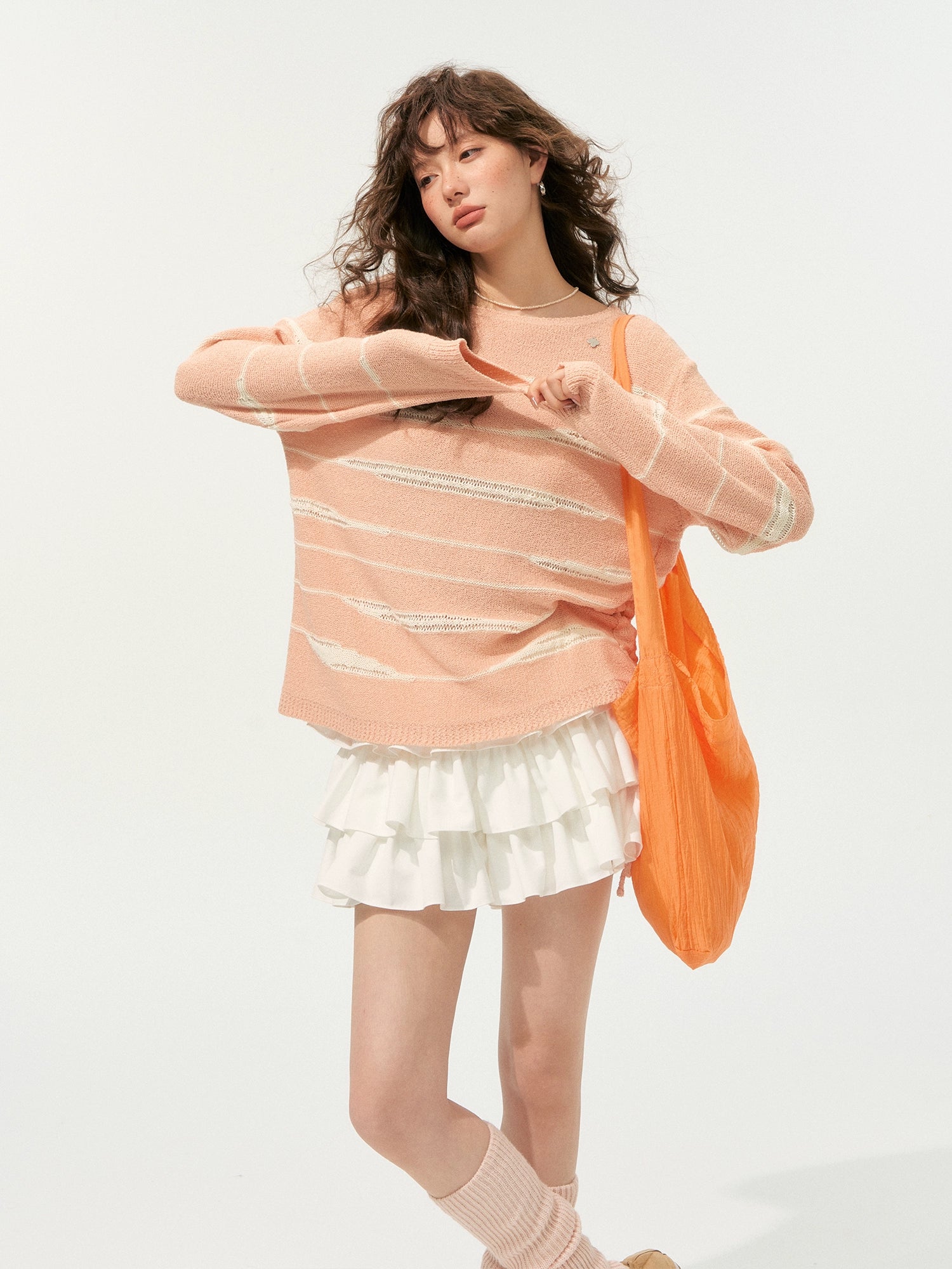 Color-Block Irregular Striped Soft Crewneck - CHINASQUAD
