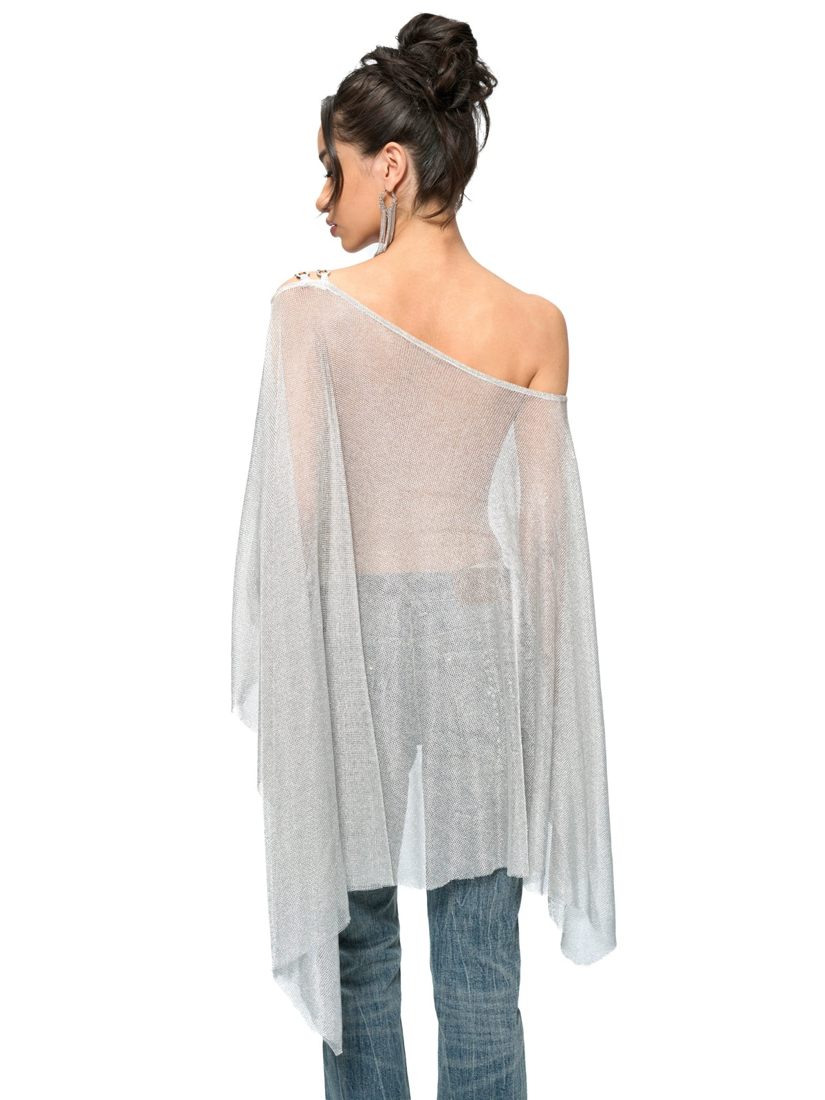 Silver Iridescent Thread Beach Cape