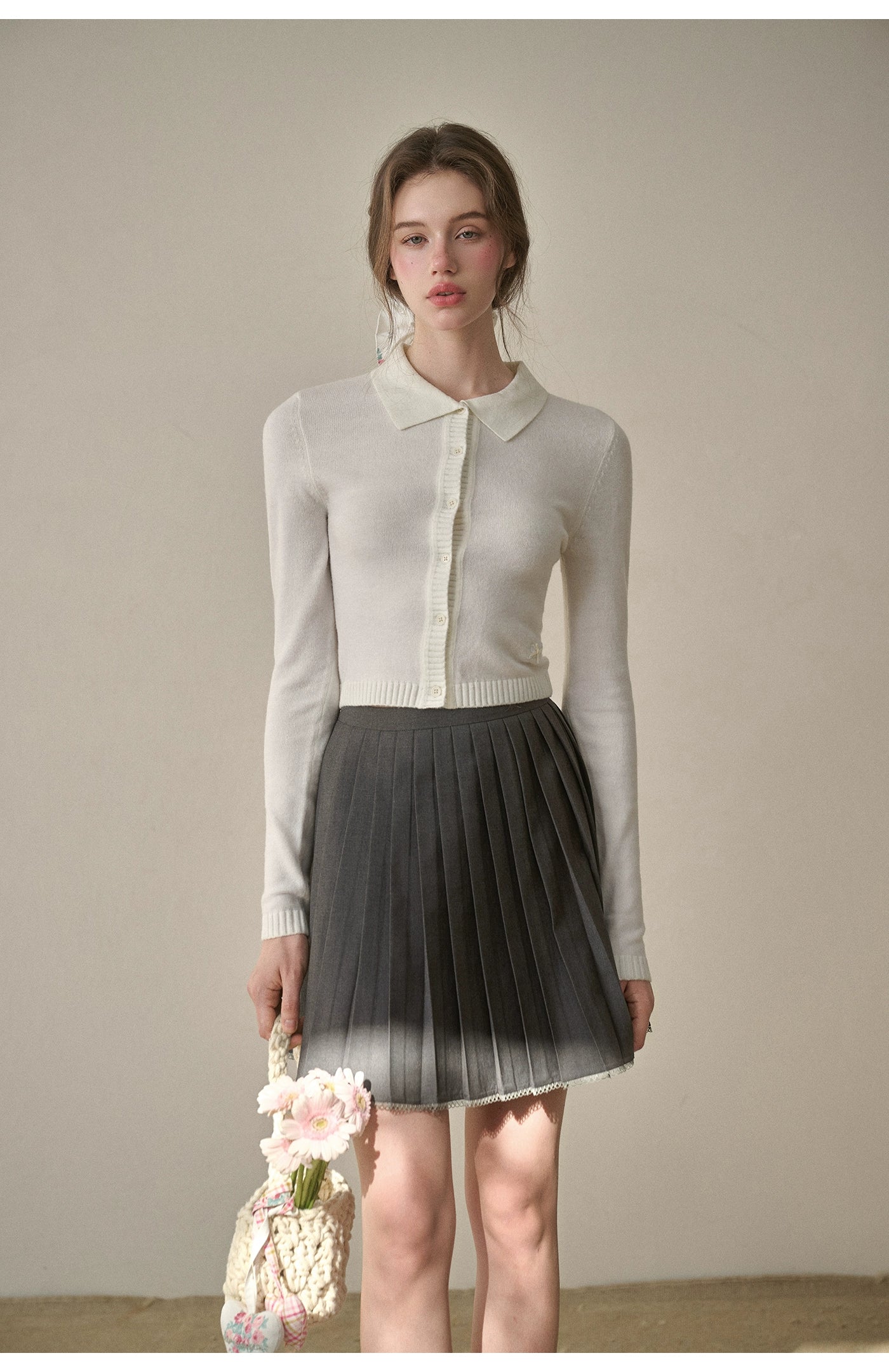 Silky Wool Cropped Cardigan