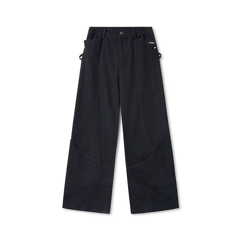 Washed Distressed Large Pockets Wide-Leg Pants - CHINASQUAD