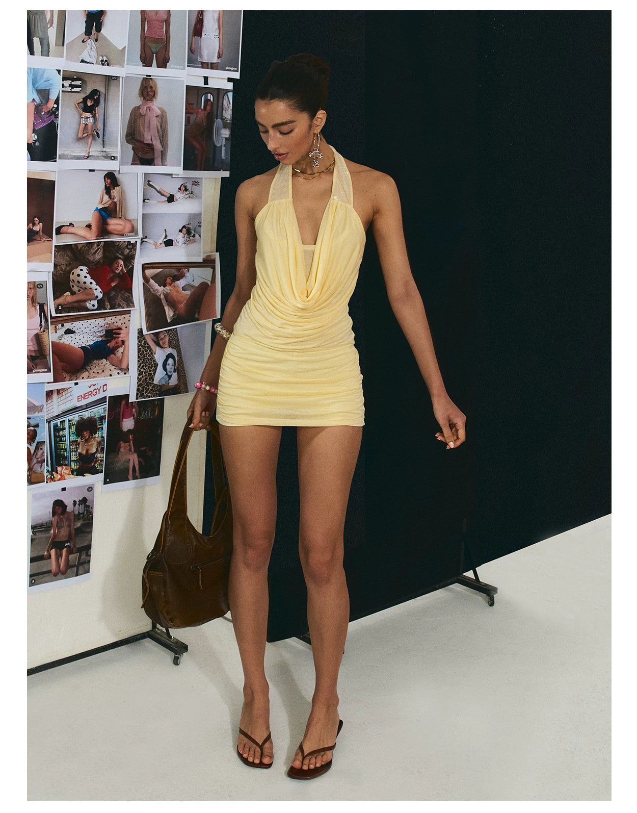 Halter Open-Back Top & Gilded Print Skirt Set