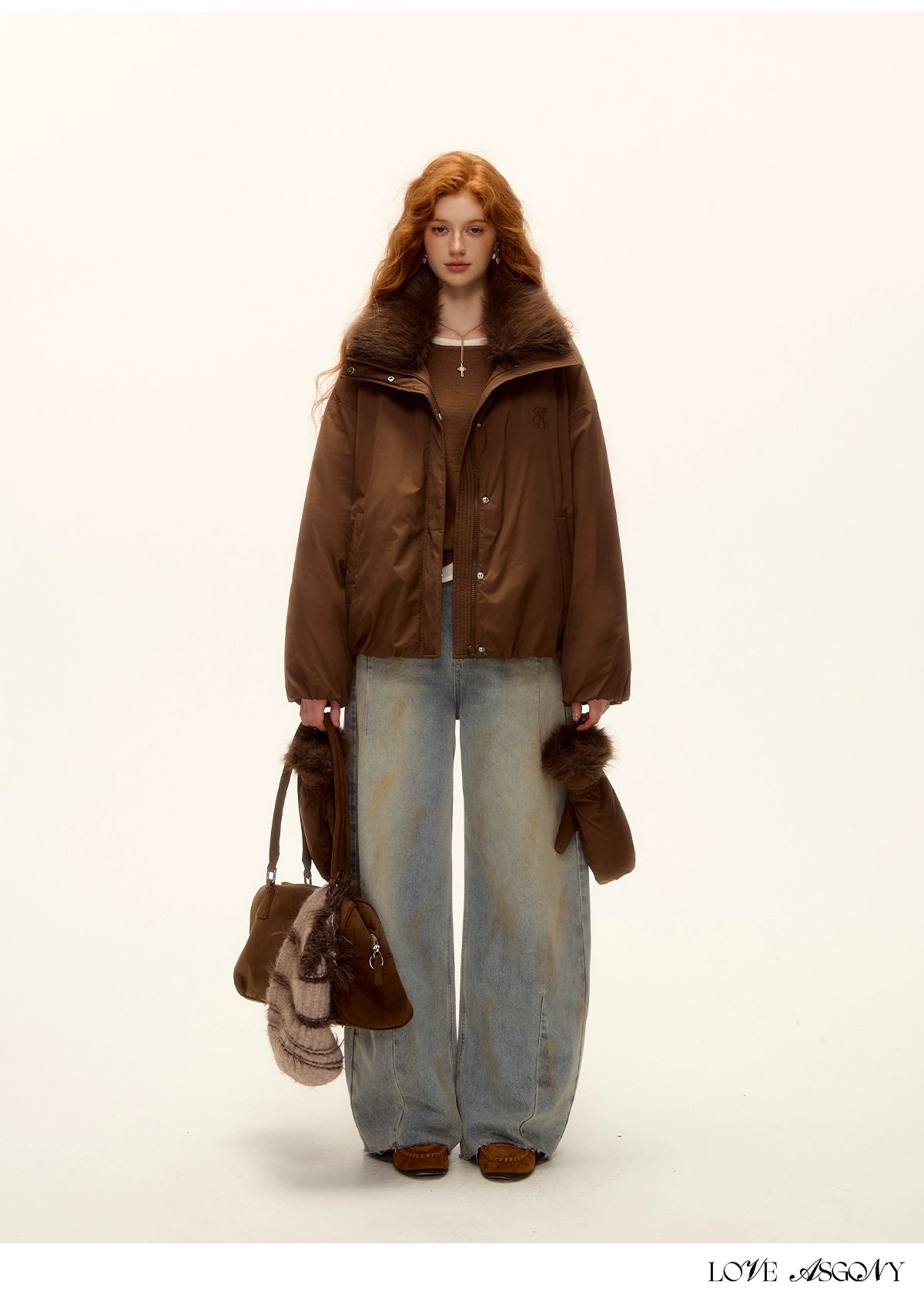 Fur-Collar Short Down Puffer Jacket