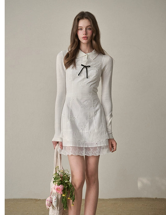 Cotton Embroidered Lace Slip Dress - CHINASQUAD