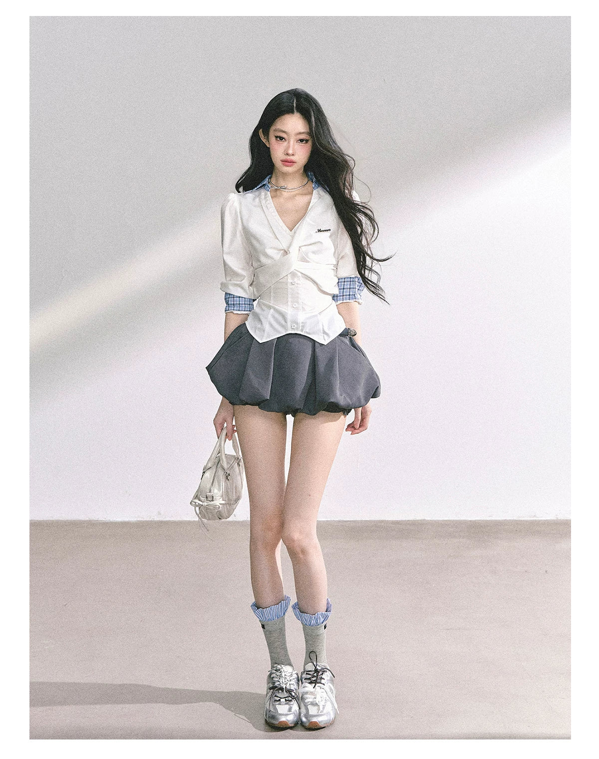 American-Style High-Waist Bubble Mini Skirt