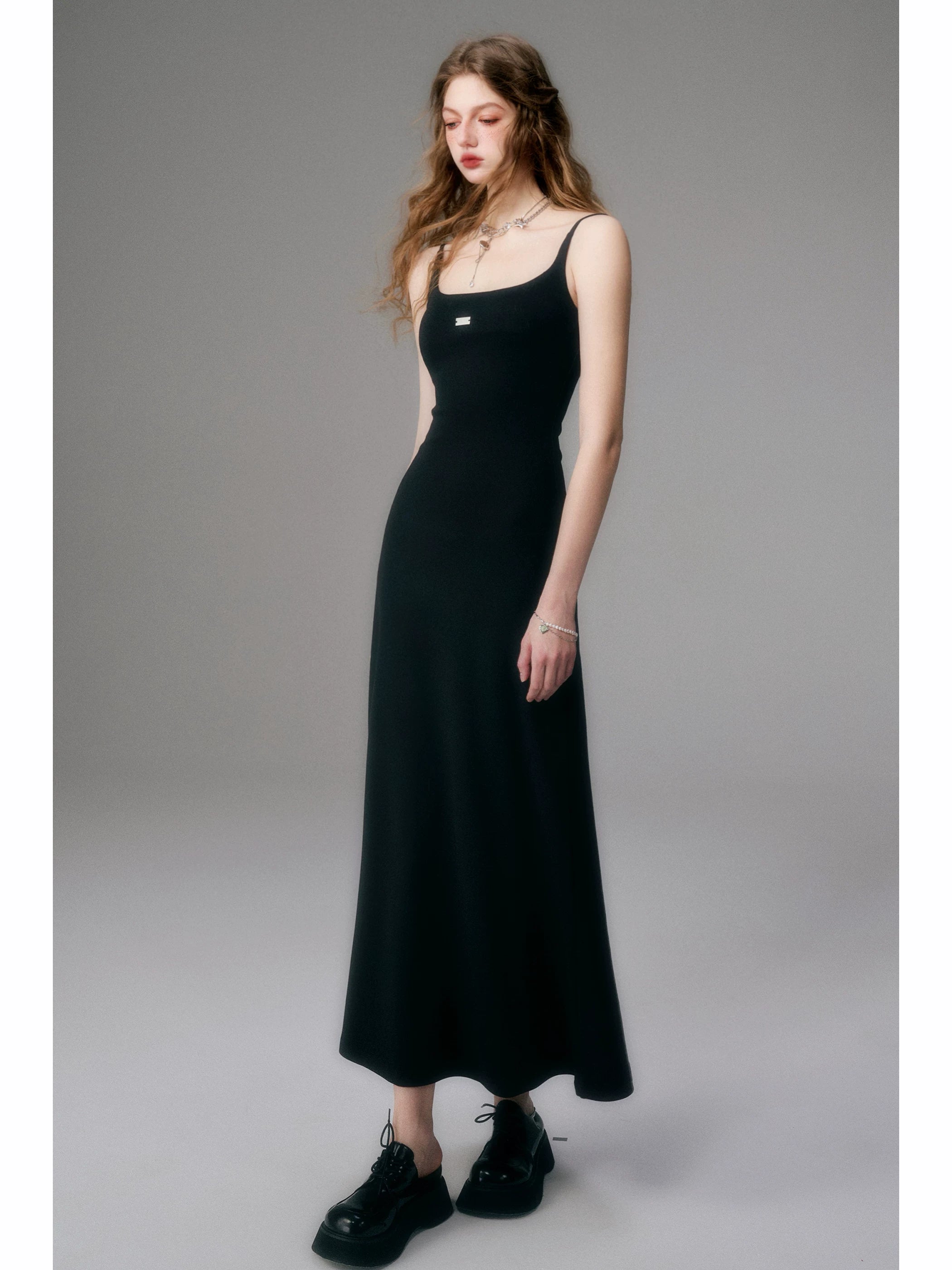 Minimal Long Knit Slip Maxi Dress