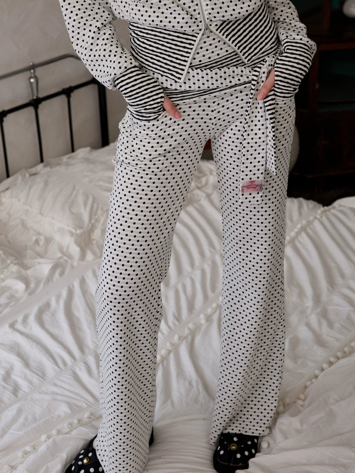 Polka Dot Stripe Double-sided Scarf - CHINASQUAD