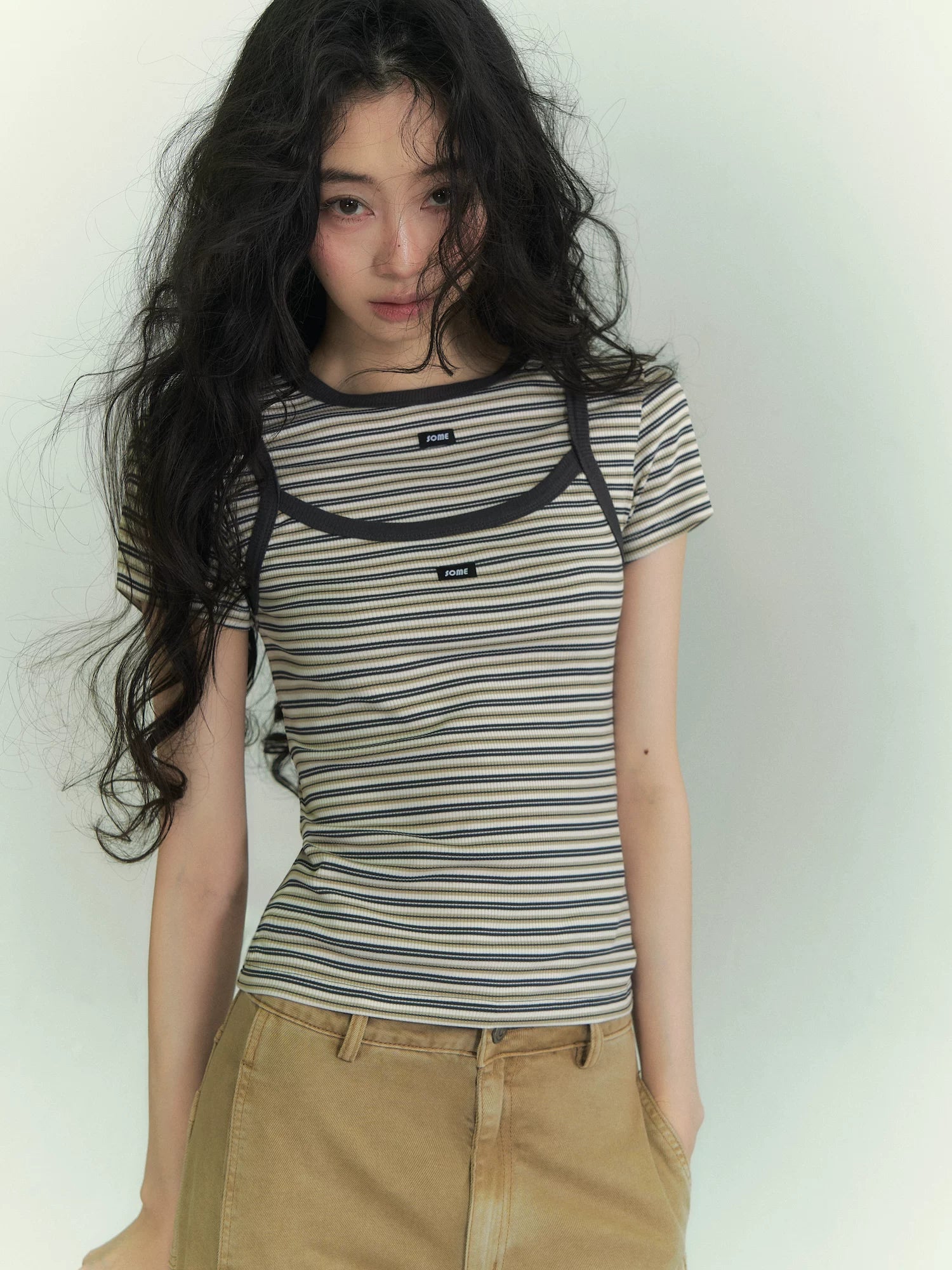 Casual Striped T-Shirt & Camisole Set