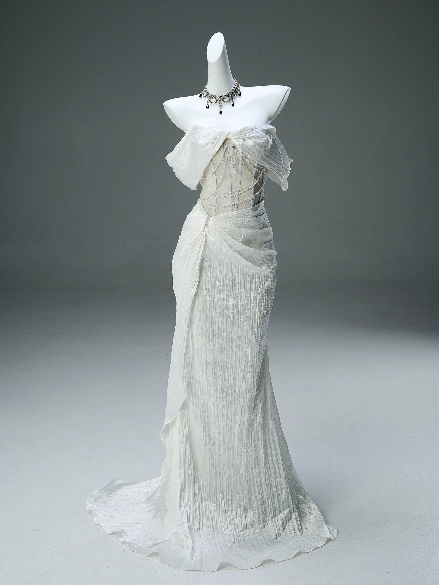 Icy Serene Sculpted Silken Gown