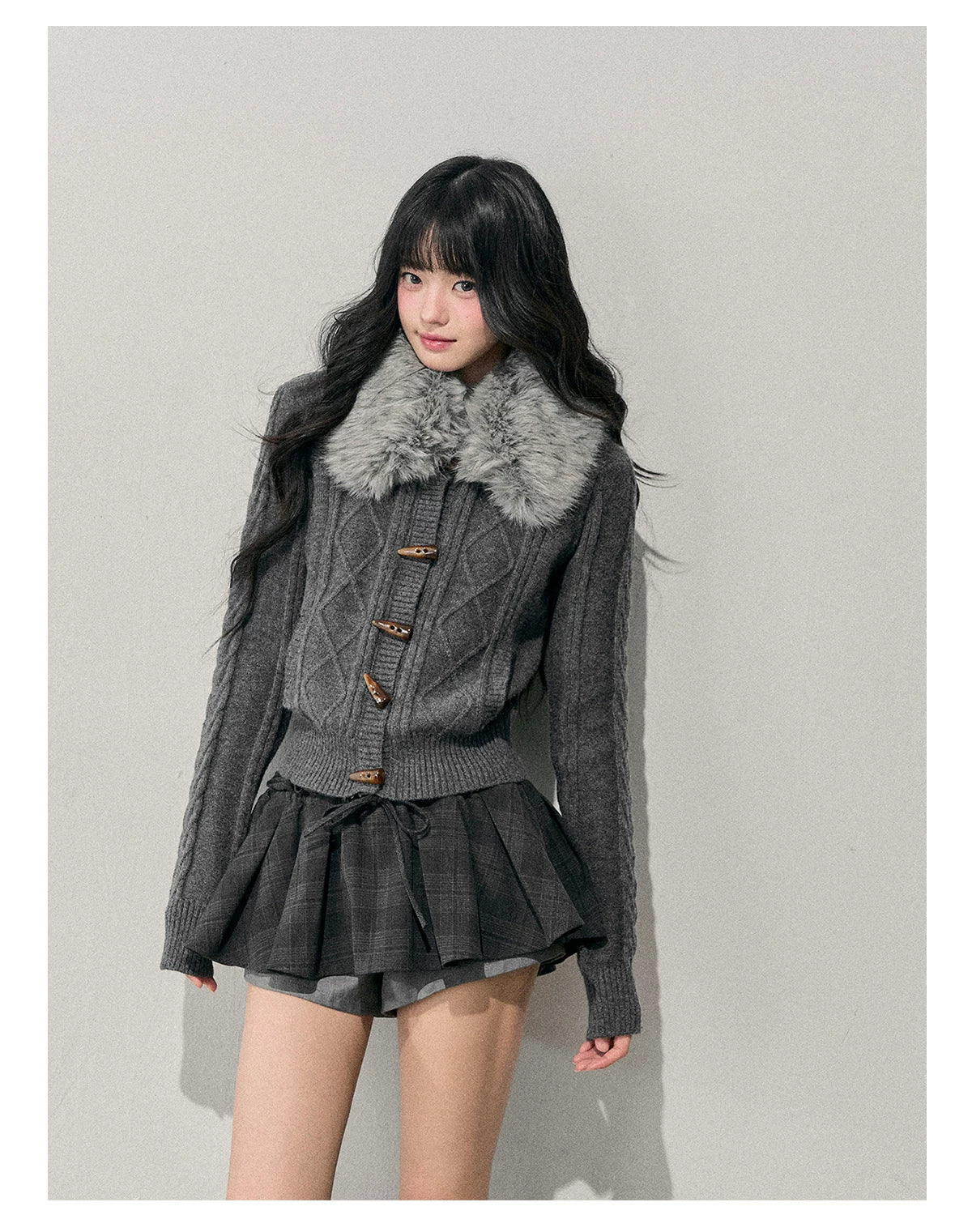 Cable Knit Toggle Cardigan Sweater