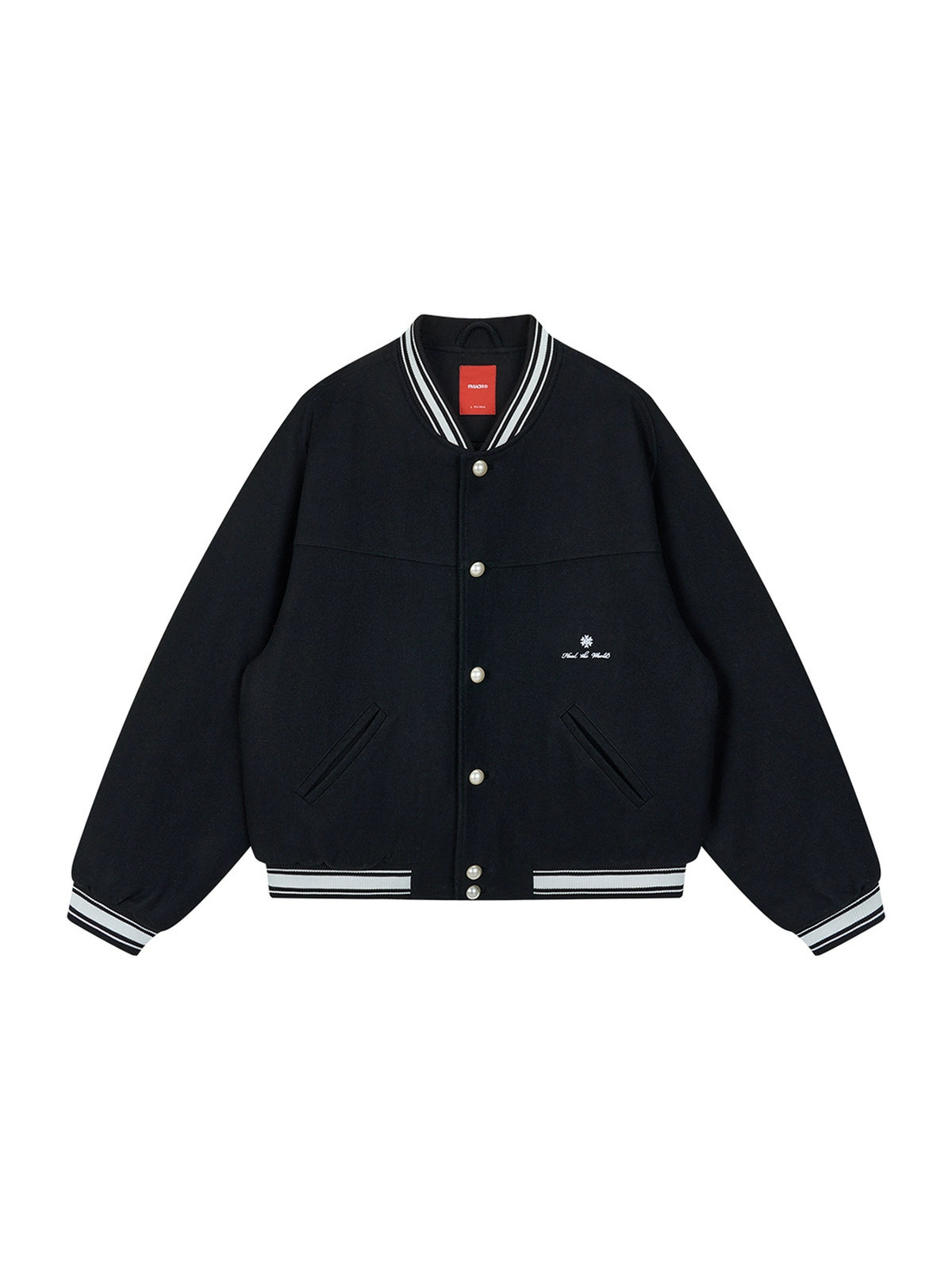 Black Vintage Heavy Wool Baseball Jacket - CHINASQUAD