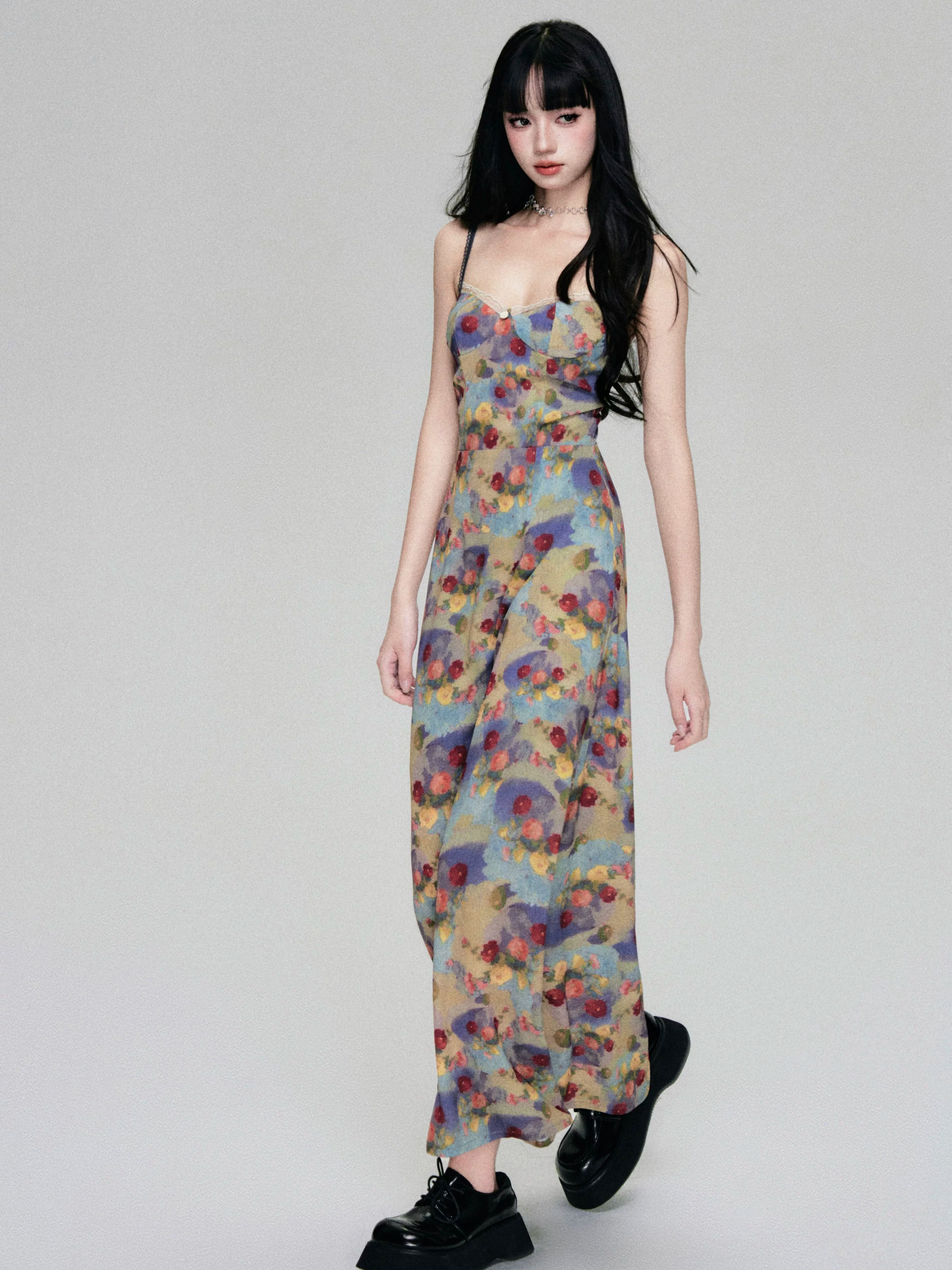 French Vintage Floral Slip Dress