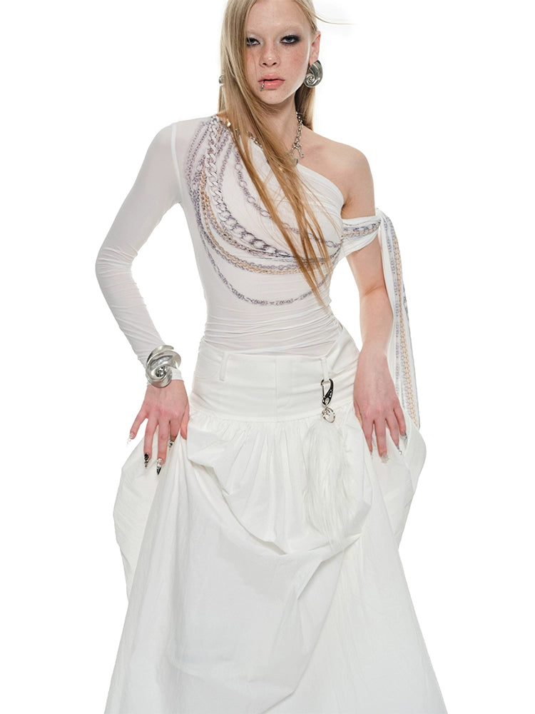 Chain Print Off-shoulder Top - CHINASQUAD