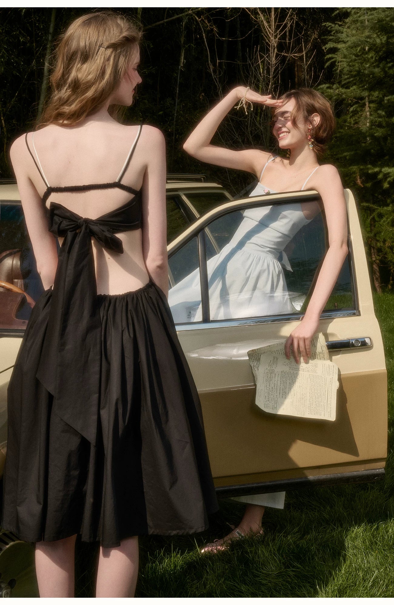 Pure Noir Cotton French Vacation Dress