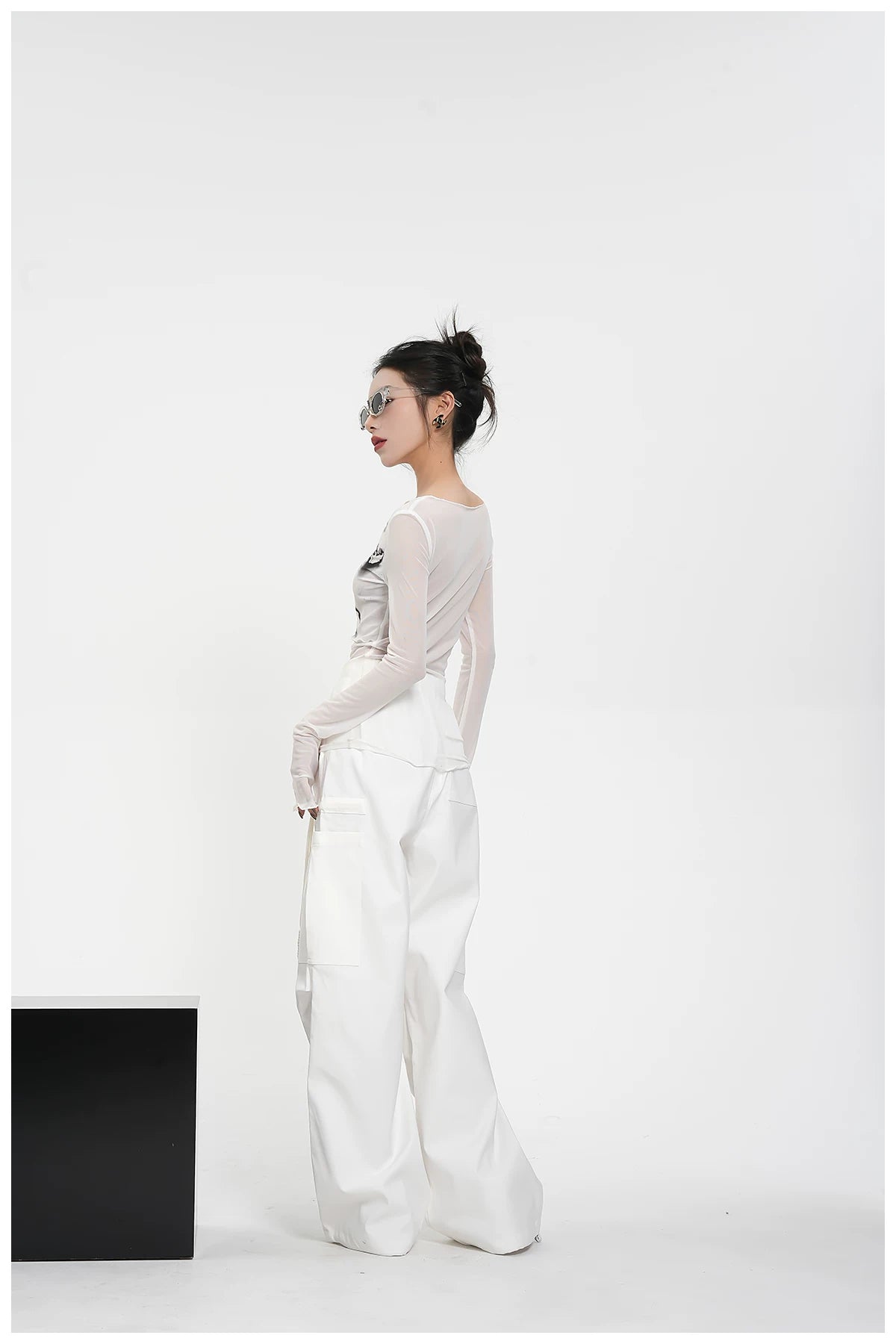 Street-Style Printed Mesh Long-Sleeve T-Shirt