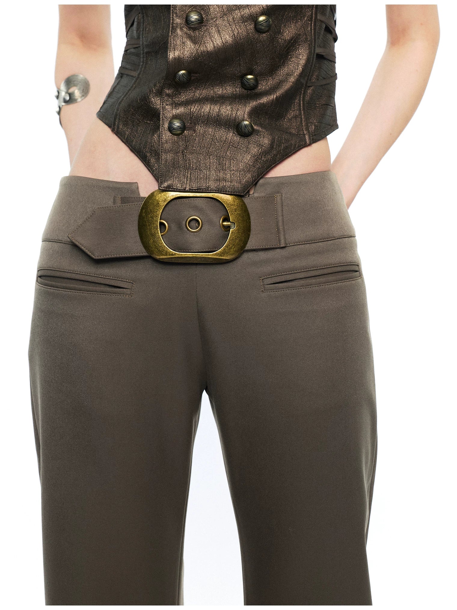 Metal-Waist Punk Tailored Trousers