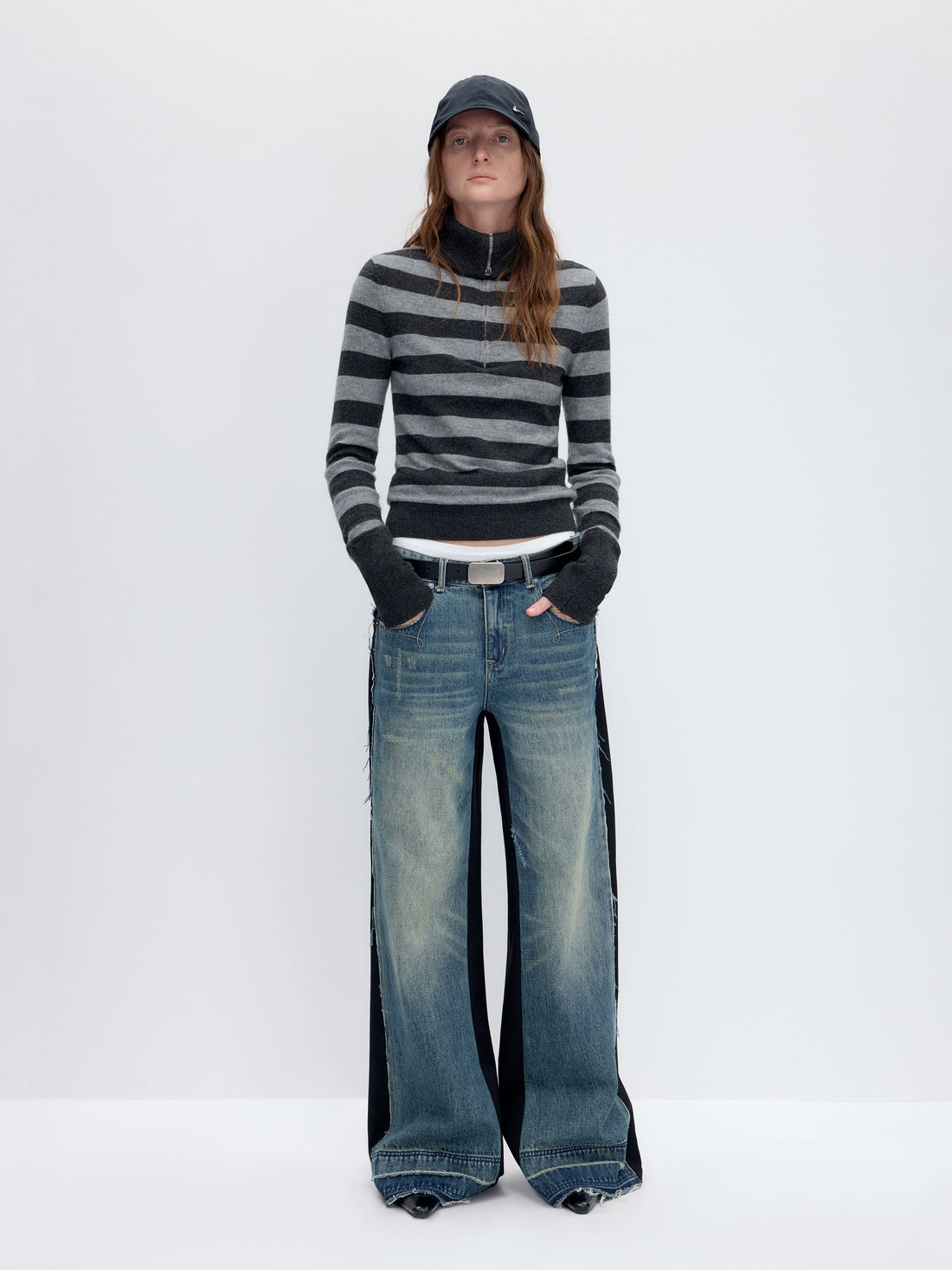 Striped Wool Blend Half-Zip Sweater - CHINASQUAD