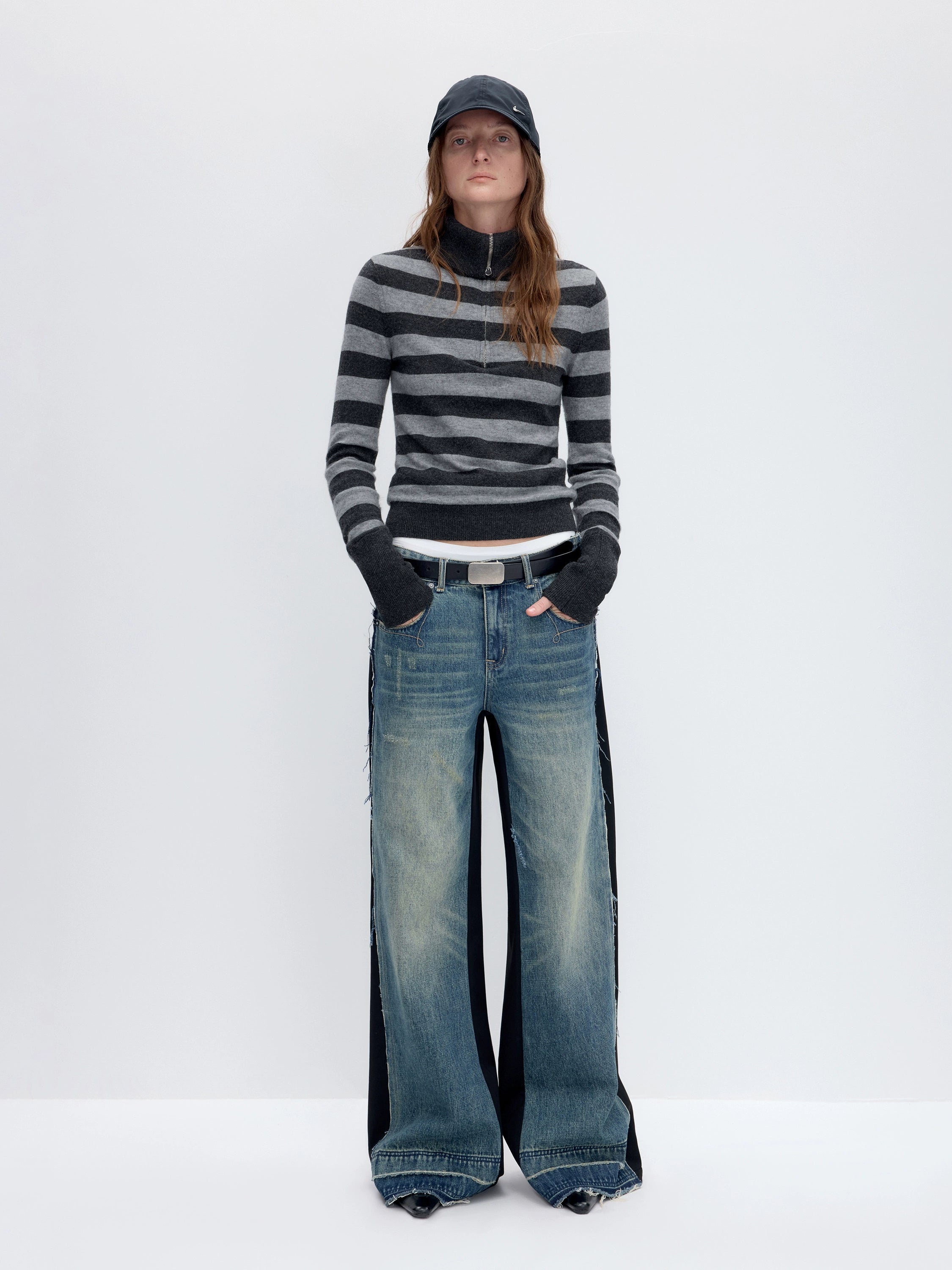 Striped Wool Blend Half-Zip Sweater - CHINASQUAD