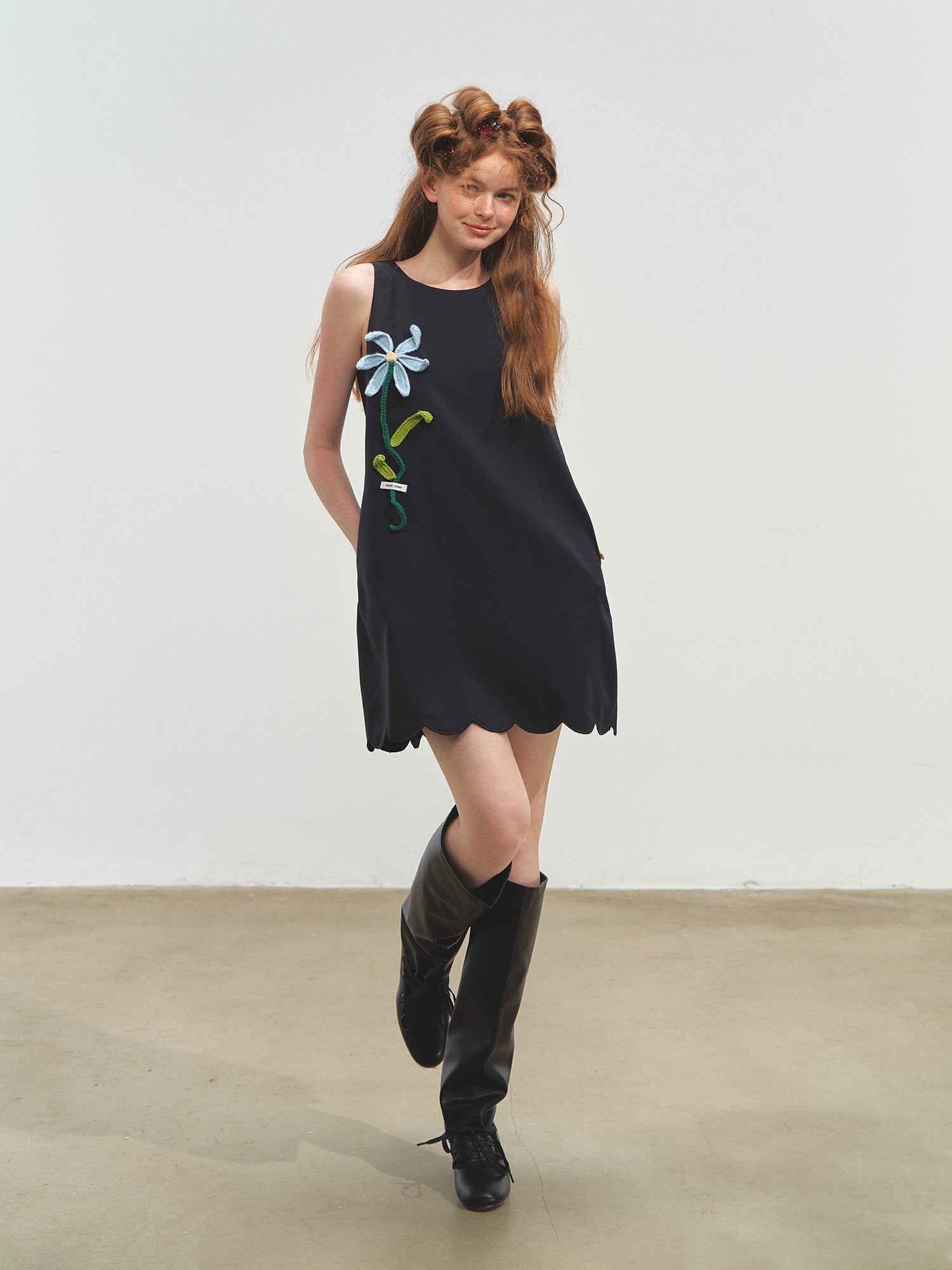 Hand-Crocheted Flower Sleeveless Vest Dress - CHINASQUAD