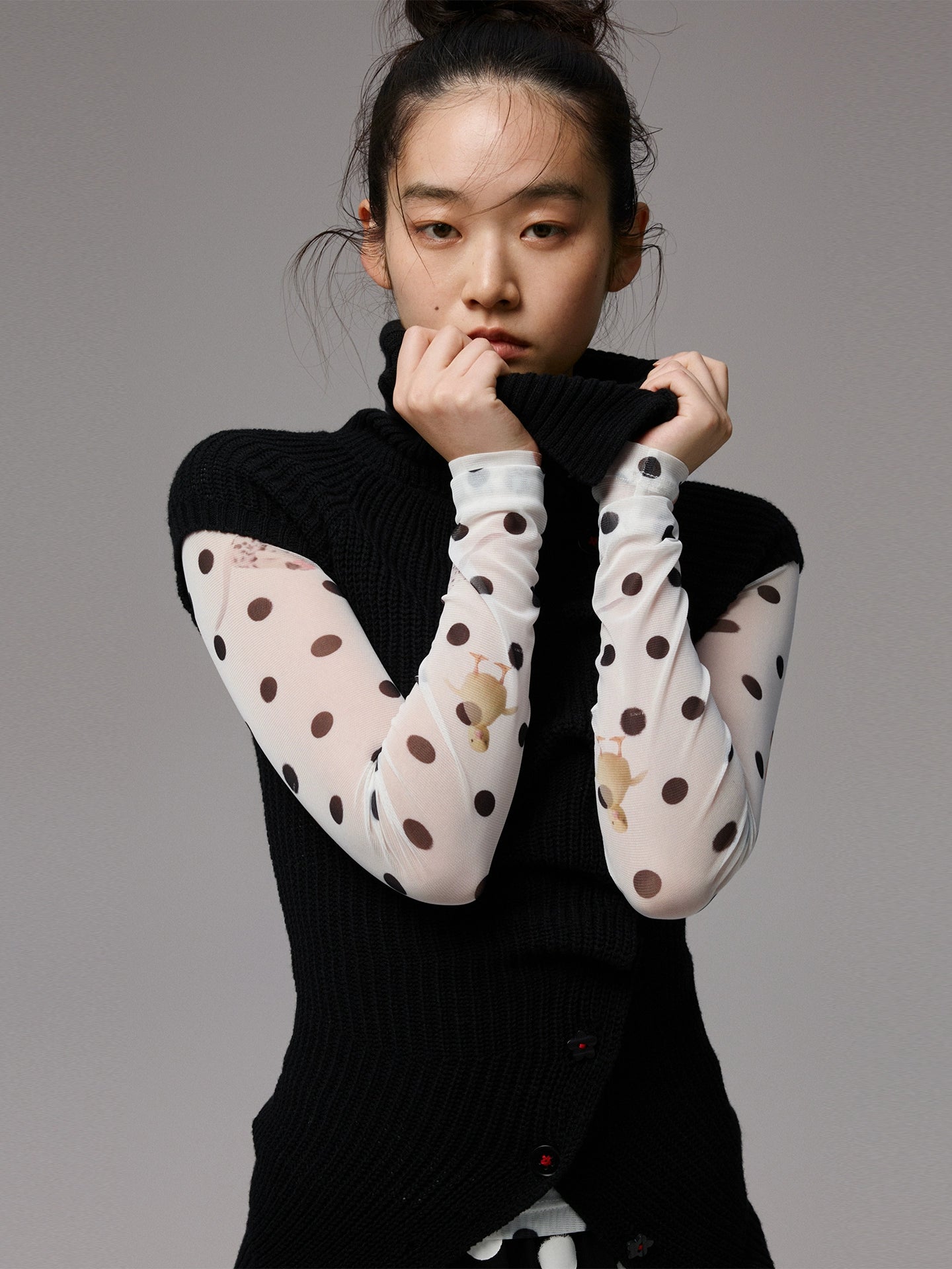 Asymmetric Neck Wool Blend Cardigan