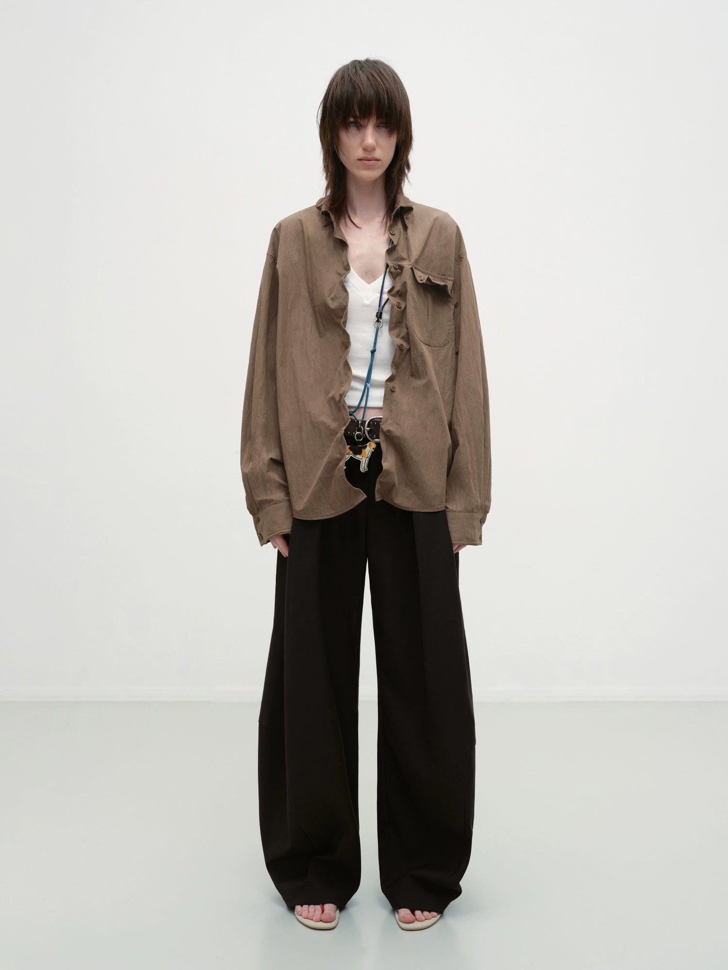 Vintage Brown Textured Overshirt - CHINASQUAD