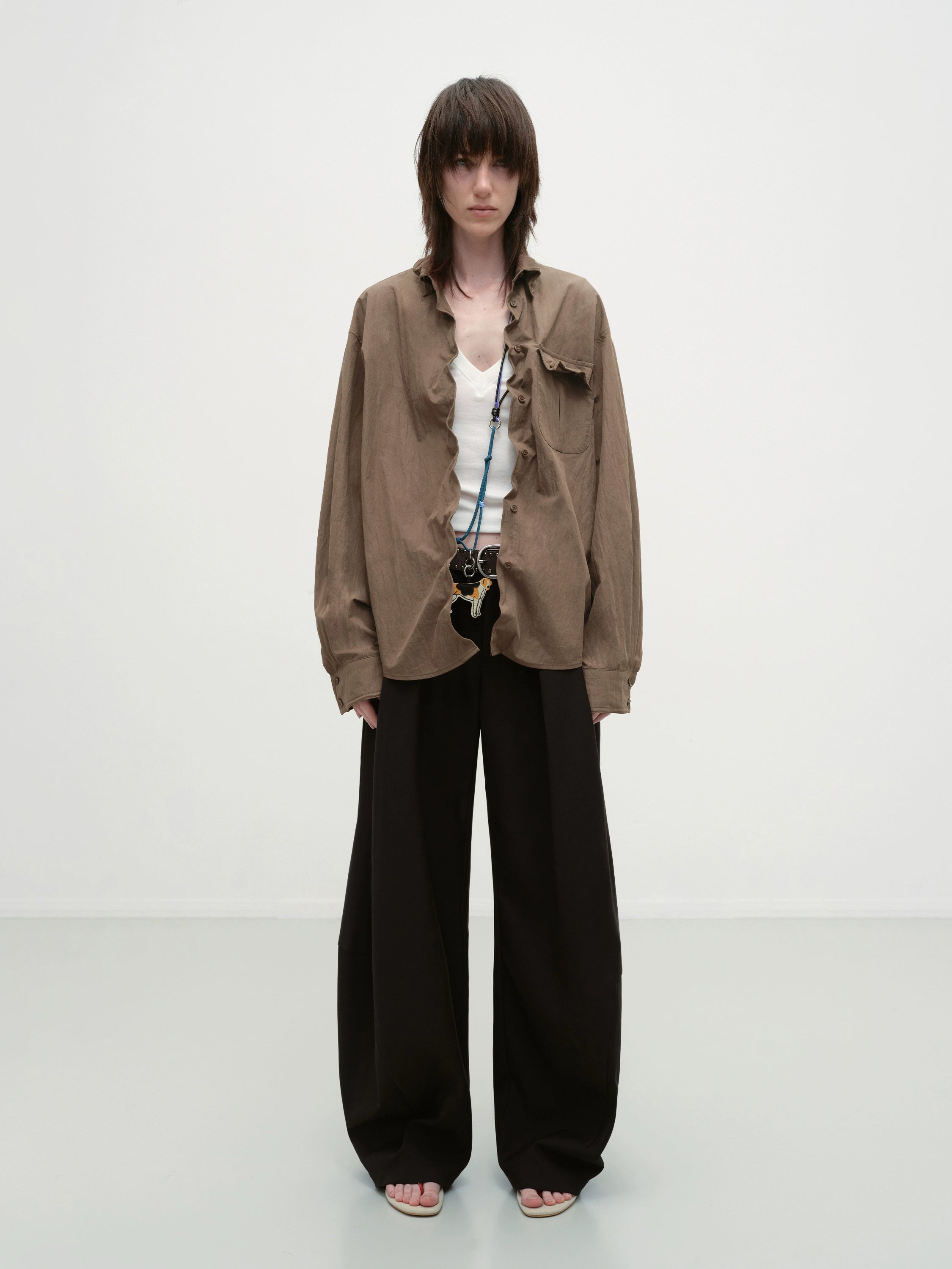 Vintage Brown Textured Overshirt - CHINASQUAD