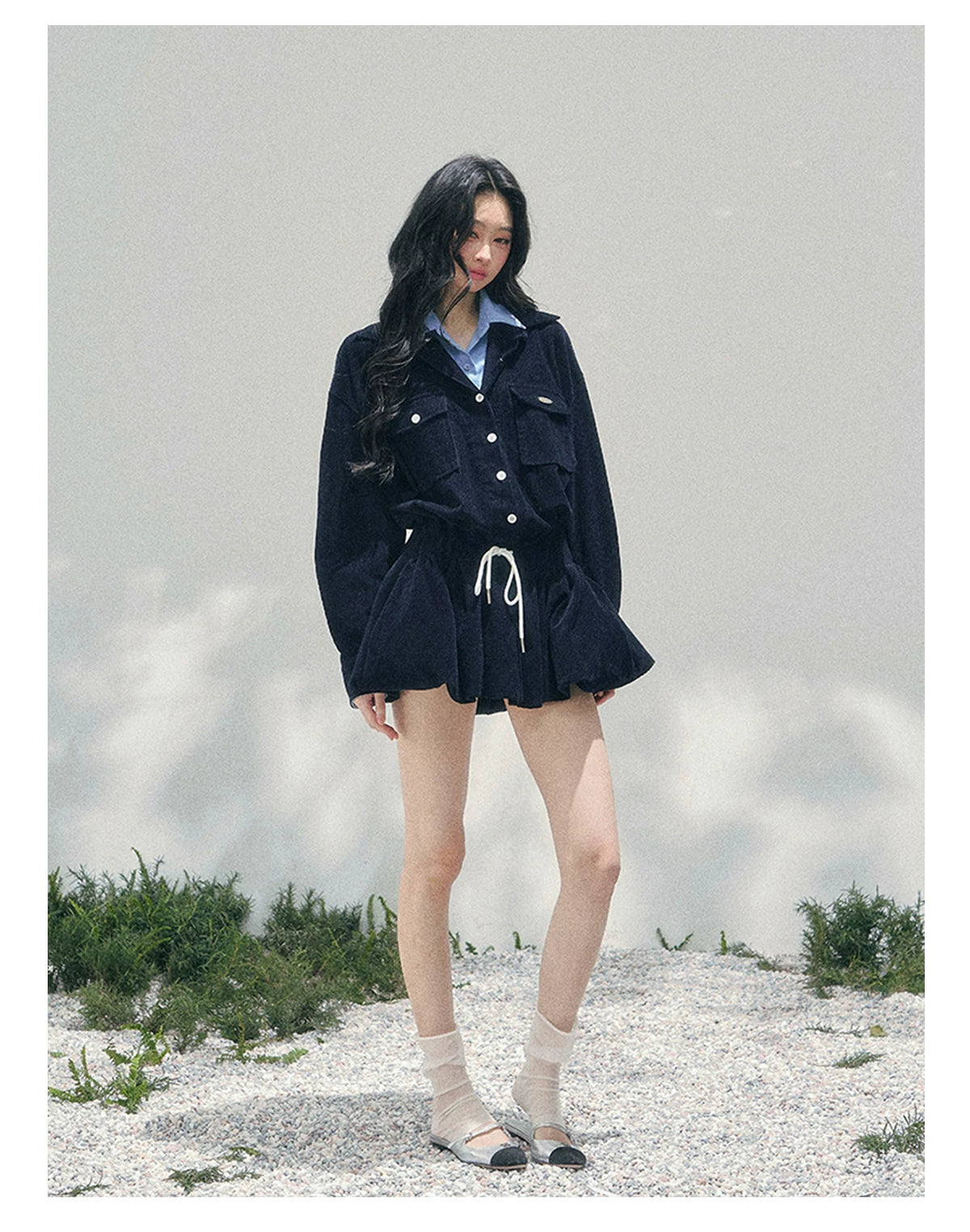 Corduroy Academy Faux Two-Piece Dress
