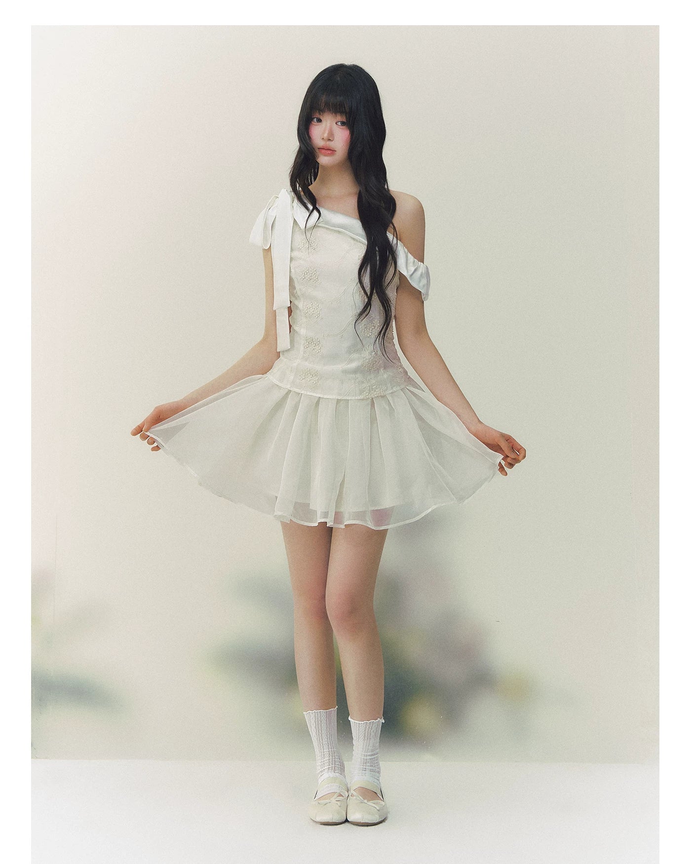 Satin Embroidered Princess Tulle Dress
