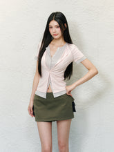 Fake Two-piece Collar Color-block Short Sleeve T-shirt - CHINASQUAD