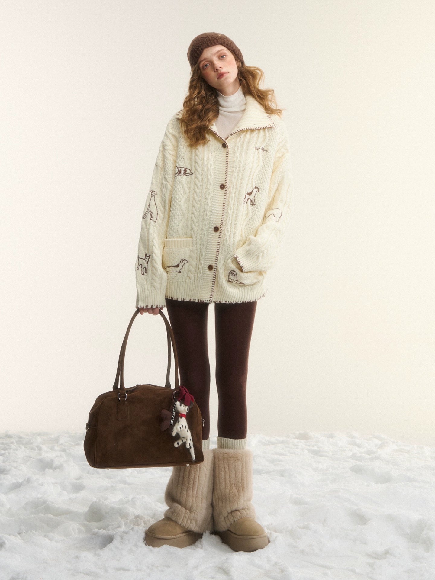 Stand-Collar Relaxed Cardigan