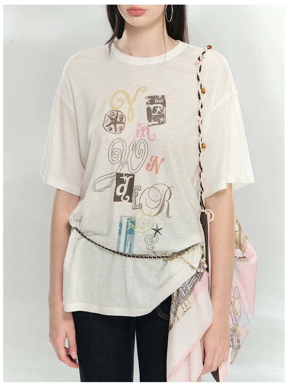 Oversized Printed Linen-Blend T-Shirt