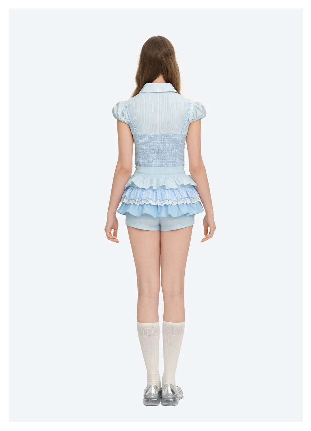 Patchwork Ruffle Tiered Skort