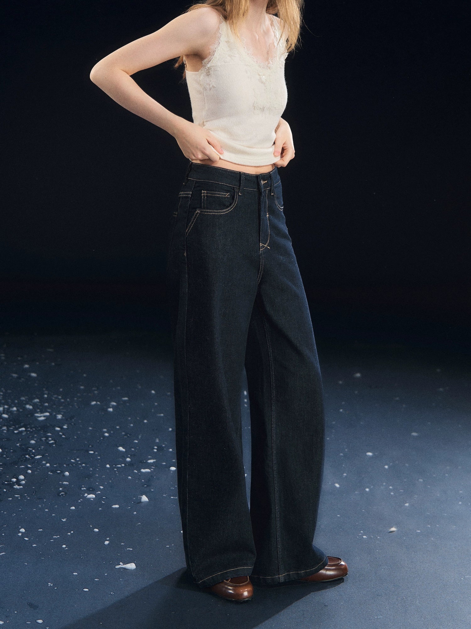 Fleece-Lined Stretch Straight Jeans