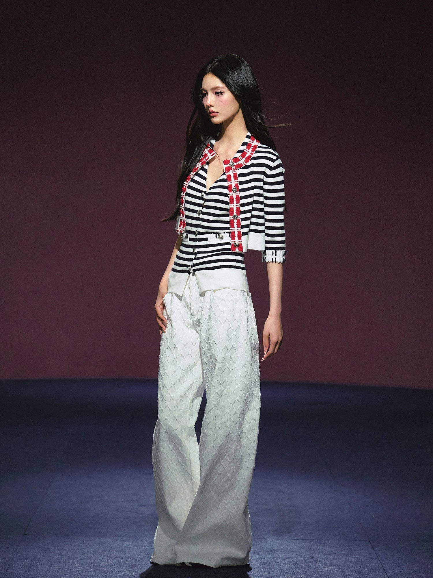 Contrast Stripe Halter Camisole Tank Top & Cardigan Set - CHINASQUAD